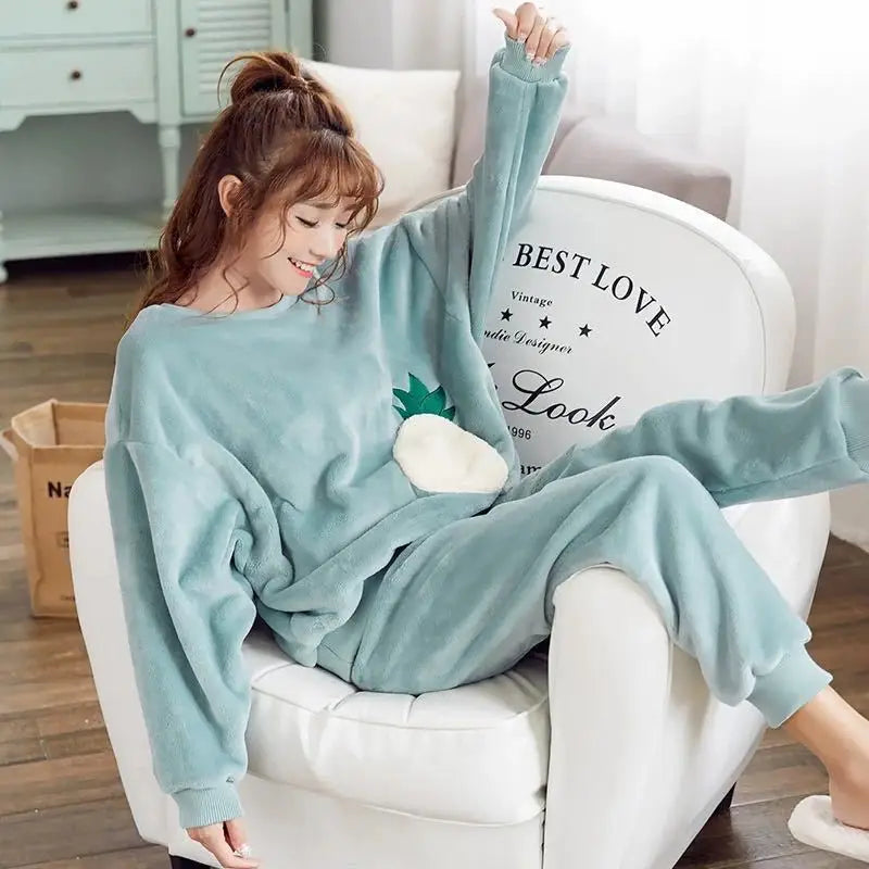 Winter Flannel Pajama Set for Women