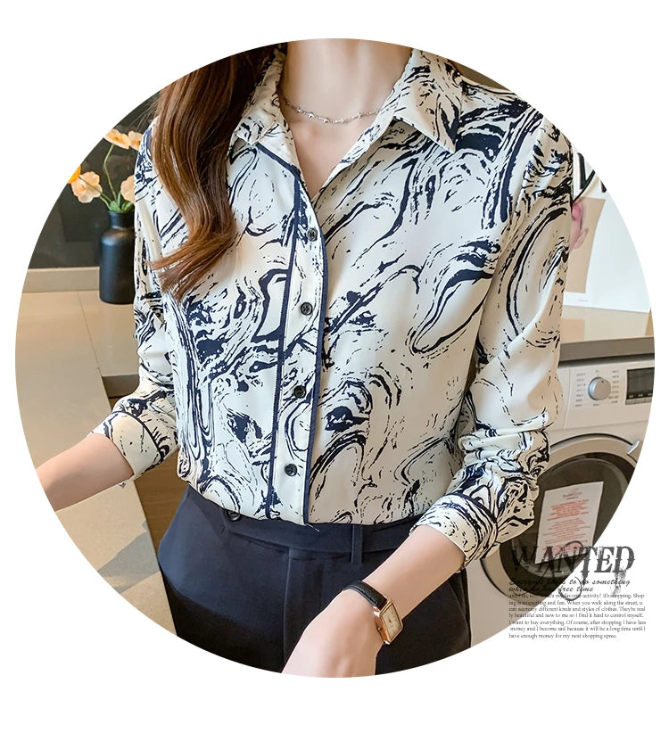 Floral Button-Down, long sleeve Blouses for Women