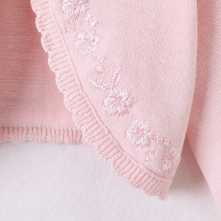 Baby Girl Cardigan – 100% Cotton Long Sleeve Knit Bolero Sweater for Birthday Party