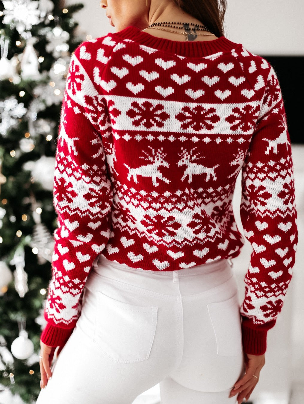 Autumn Winter Christmas Sweater Ladies Women Knitted Pullover Women Sweater Snowflake Elk Print Sweaters Jumper