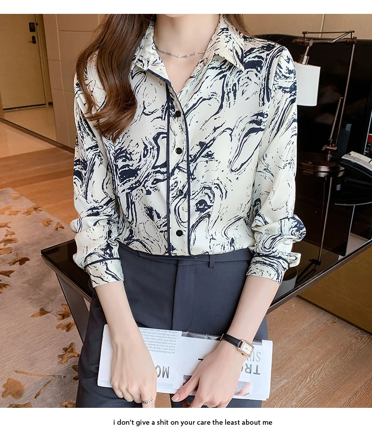Floral Button-Down, long sleeve Blouses for Women