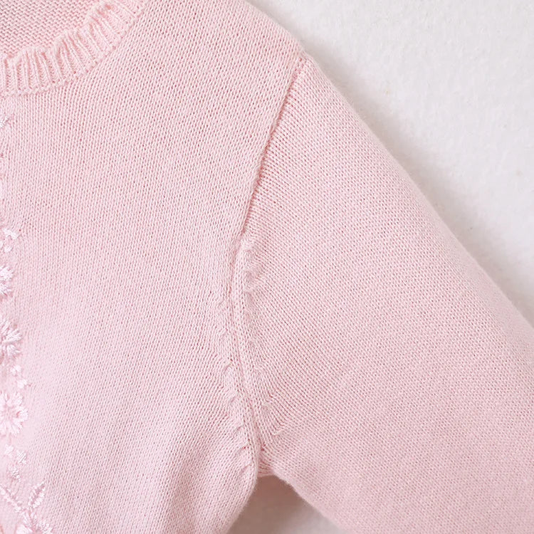 Baby Girl Cardigan – 100% Cotton Long Sleeve Knit Bolero Sweater for Birthday Party