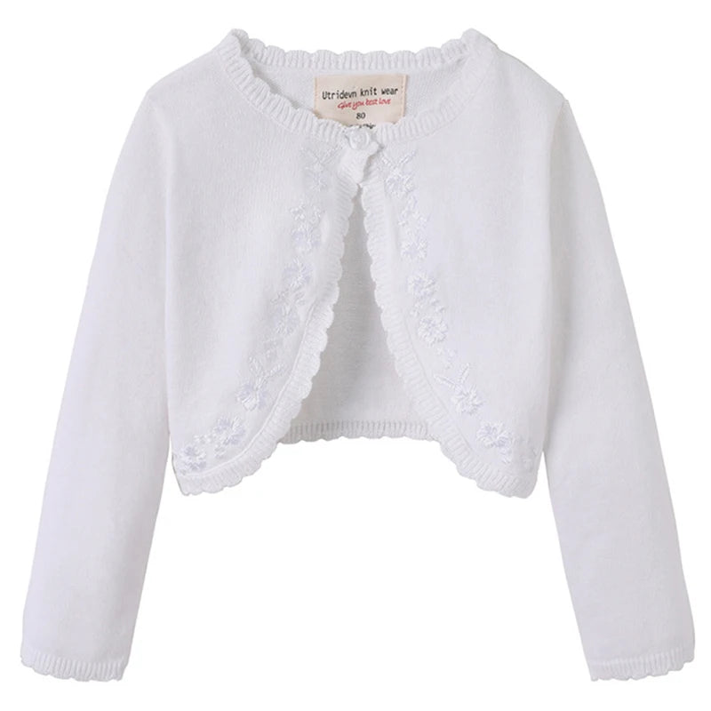 Baby Girl Cardigan – 100% Cotton Long Sleeve Knit Bolero Sweater for Birthday Party