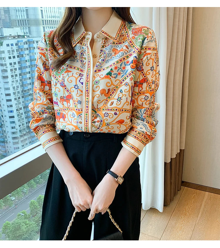 Floral Elegance: Long Sleeve Blouses for Women
