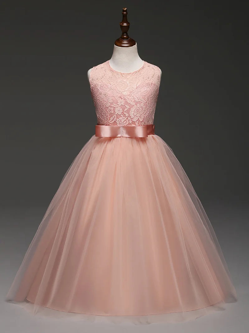 Girls' Long Wedding Dress: Party Wear for Ages 6-14 years
