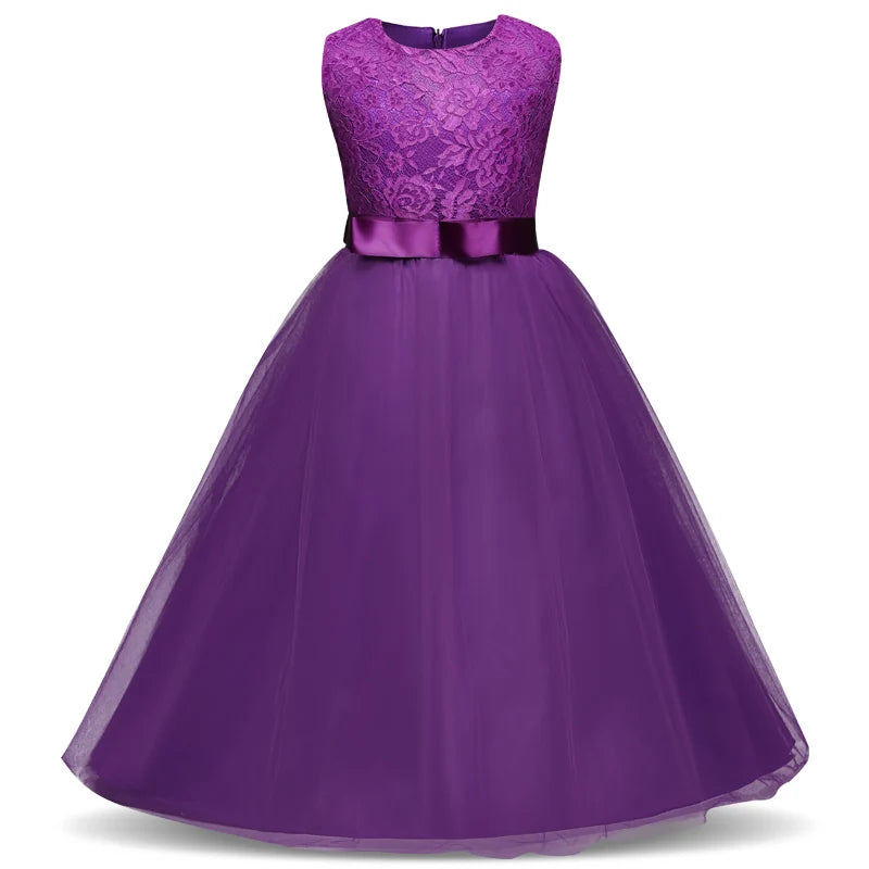 Girls' Long Wedding Dress: Party Wear for Ages 6-14 years