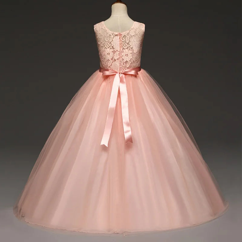 Girls' Long Wedding Dress: Party Wear for Ages 6-14 years