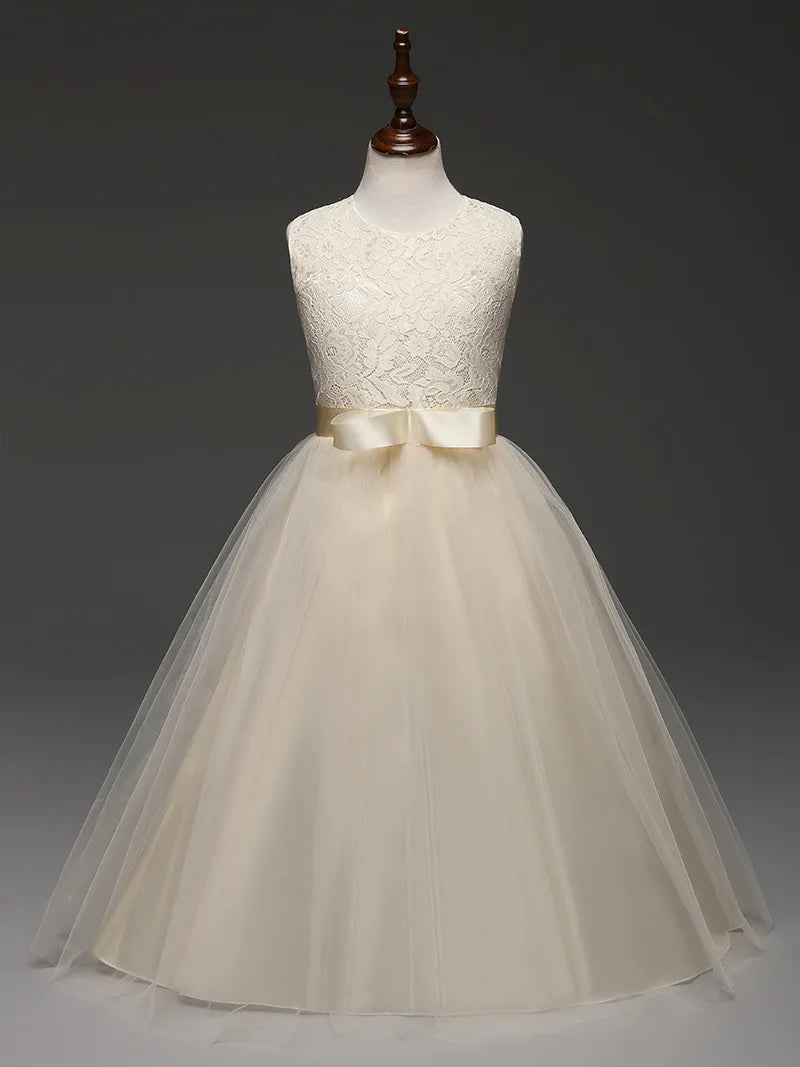 Girls' Long Wedding Dress: Party Wear for Ages 6-14 years