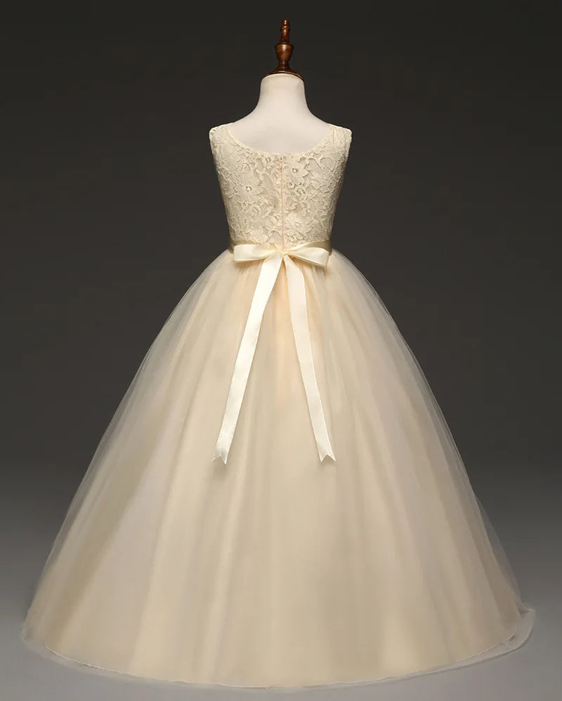 Girls' Long Wedding Dress: Party Wear for Ages 6-14 years