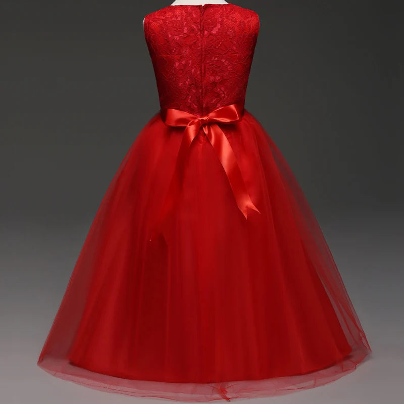 Girls' Long Wedding Dress: Party Wear for Ages 6-14 years