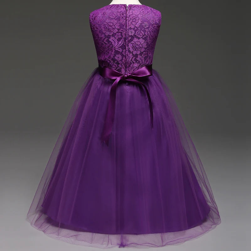 Girls' Long Wedding Dress: Party Wear for Ages 6-14 years