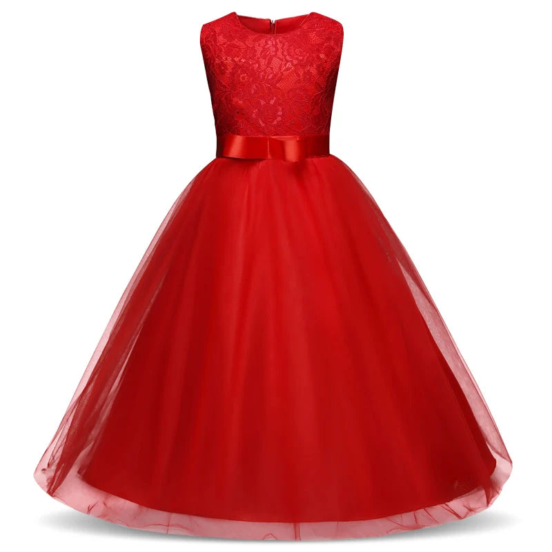Girls' Long Wedding Dress: Party Wear for Ages 6-14 years