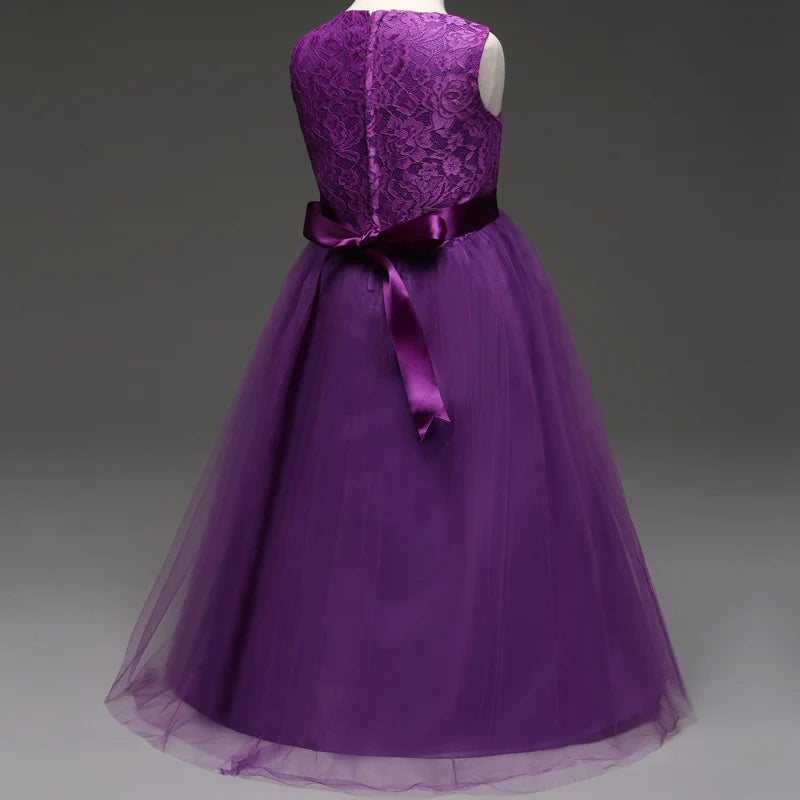 Girls' Long Wedding Dress: Party Wear for Ages 6-14 years