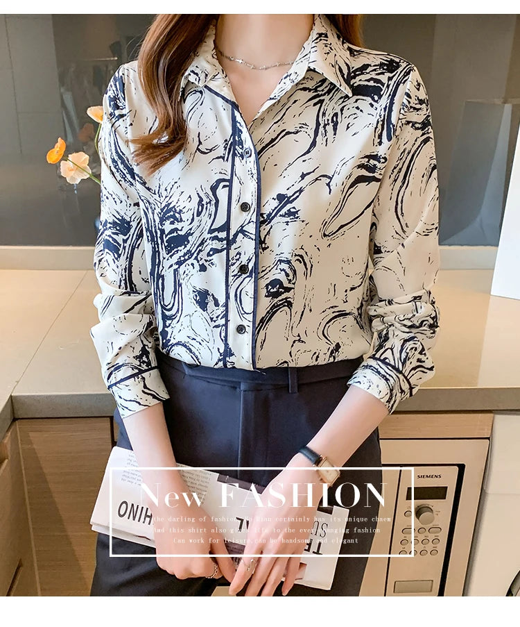 Floral Button-Down, long sleeve Blouses for Women
