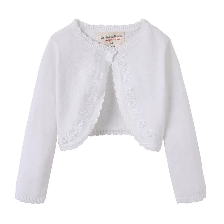 Baby Girl Cardigan – 100% Cotton Long Sleeve Knit Bolero Sweater for Birthday Party