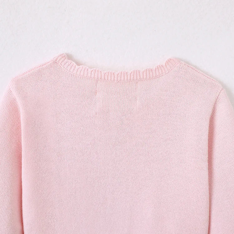 Baby Girl Cardigan – 100% Cotton Long Sleeve Knit Bolero Sweater for Birthday Party