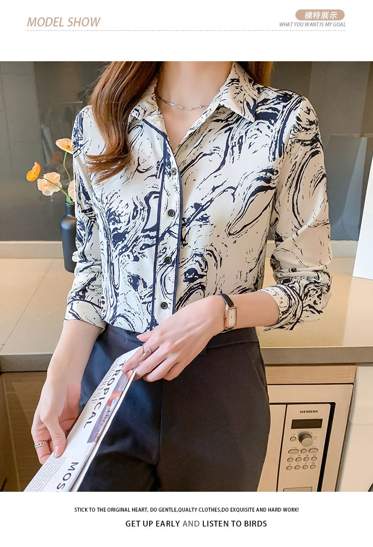 Floral Button-Down, long sleeve Blouses for Women