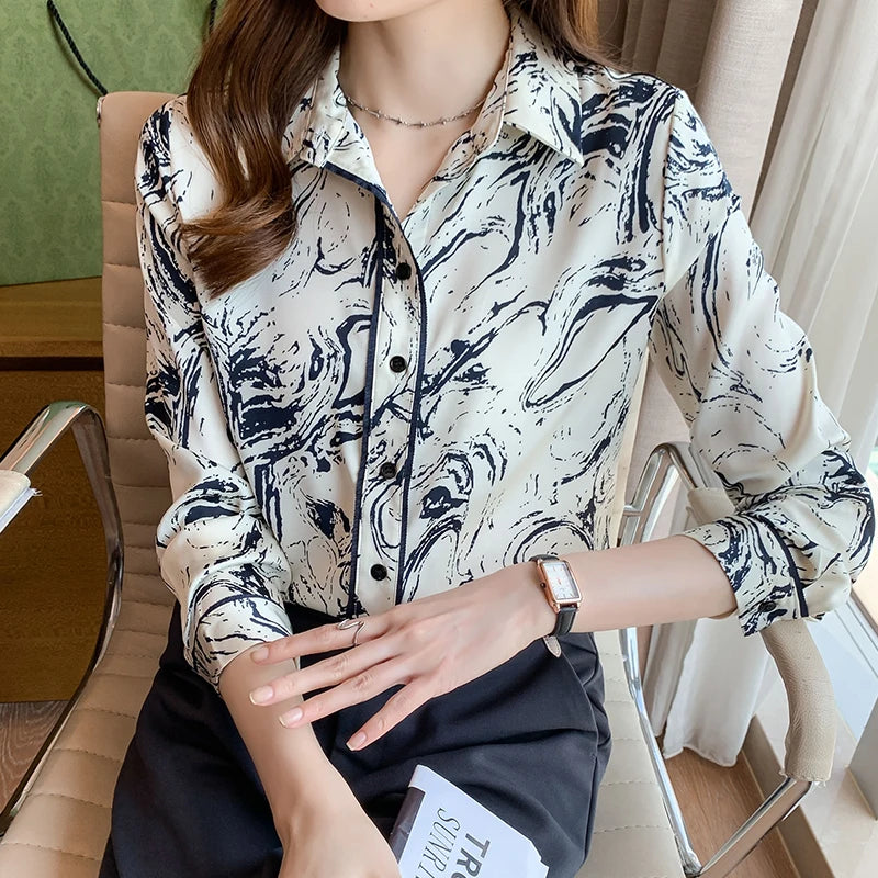 Floral Button-Down, long sleeve Blouses for Women