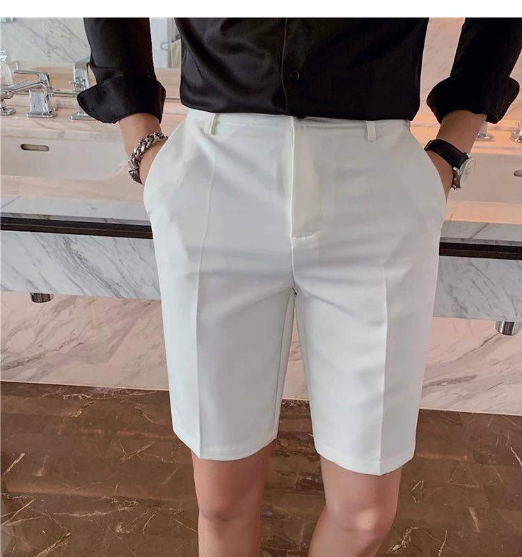 Men's High-Quality Summer Suit Shorts - Casual Knee-Length