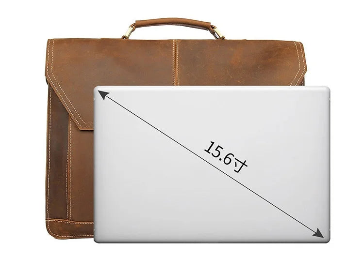 Genuine Leather Briefcase – Formal Business Bag for 15" Notebook PC