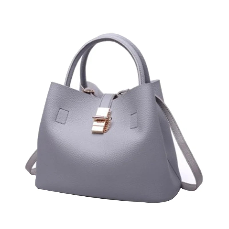 Women's Large Capacity Shoulder Bag - Lychee Pattern PU Crossbody Bucket Bag, Portable Messenger Tote