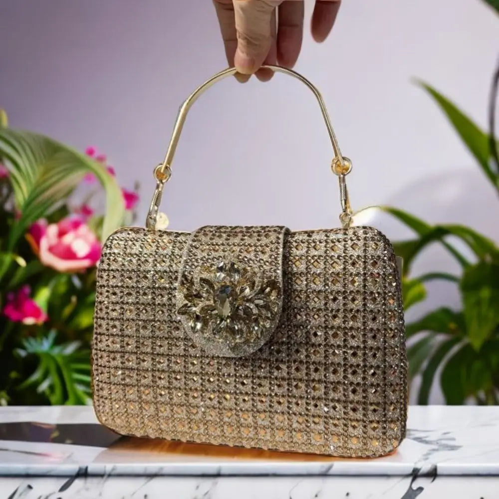 Sparkling Crystal Evening Bag – Metal Clutch & Wedding Purse