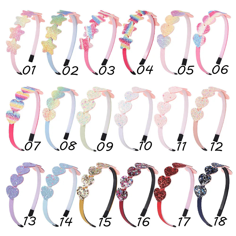 Fashion Glitter Hair Bands for Girls – Cute Bow, Stars, and Colorful Hair Hoop Accessories for Kids