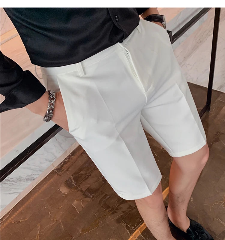 Men's High-Quality Summer Suit Shorts - Casual Knee-Length
