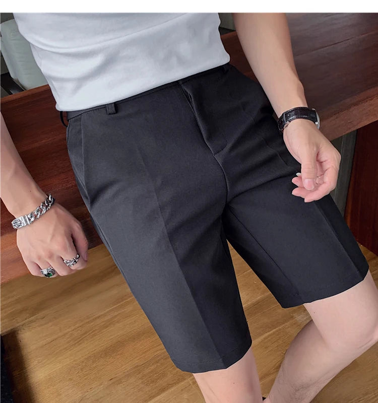 Men's High-Quality Summer Suit Shorts - Casual Knee-Length