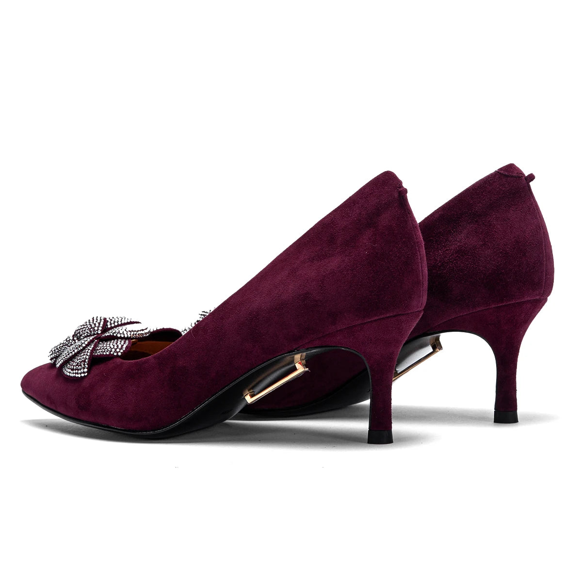 New High Quality Sheep Leather 3D Rose Design High Heels black