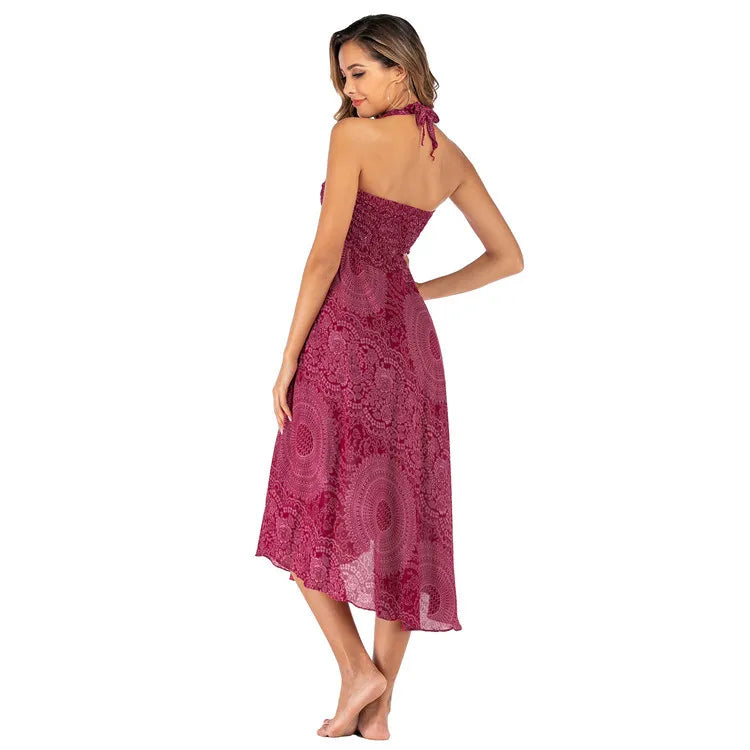 Summer Boho Vintage Long Maxi Skirt - Two-Way Beach Dress