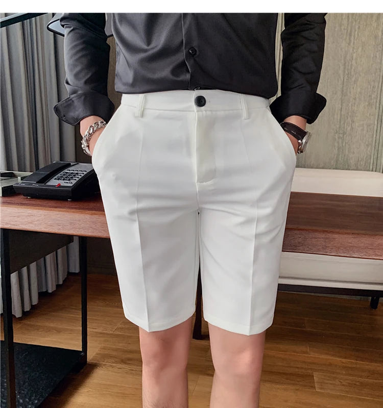 Men's High-Quality Summer Suit Shorts - Casual Knee-Length