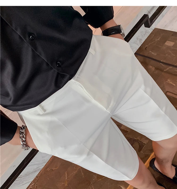 Men's High-Quality Summer Suit Shorts - Casual Knee-Length