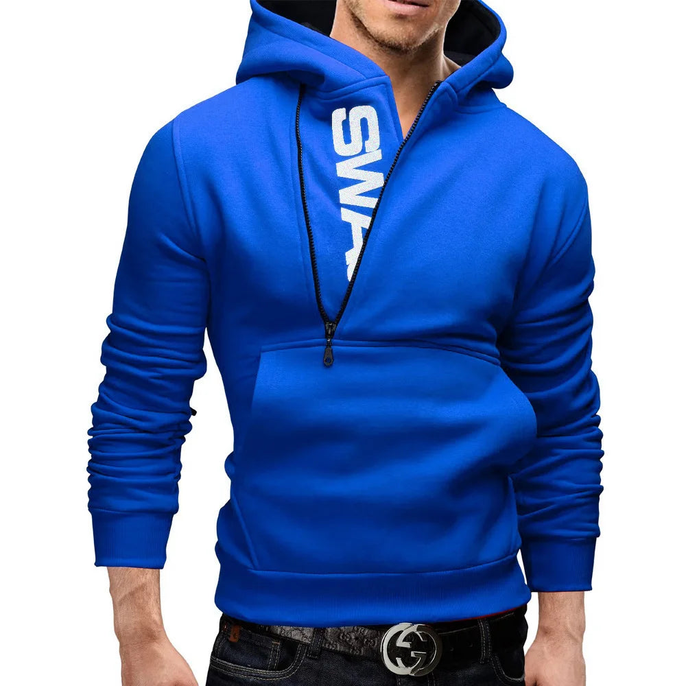 Autumn Slim Fit Cashmere Sweater – Letter Print & Zipper Details