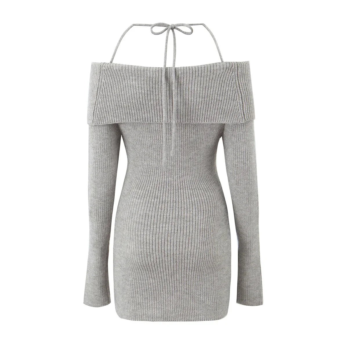 Autumn Off-Shoulder Black Bodycon Knitted Dress