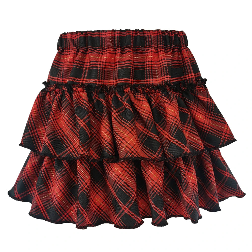 Japanese College Style Pink Plaid Skirt