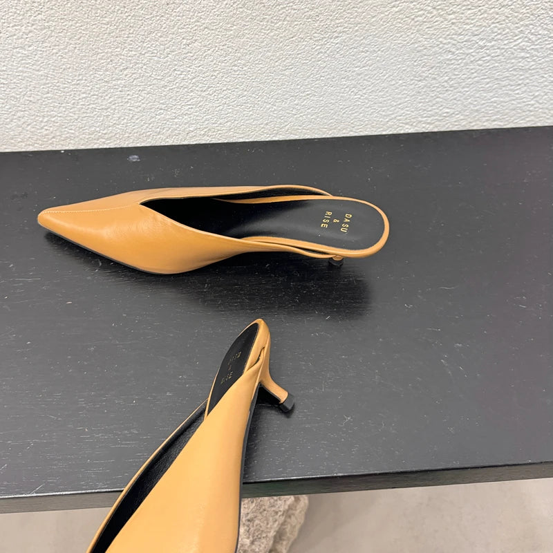 Spring Women's Pointed Toe Mules - Fashionable Slip-On Sandals