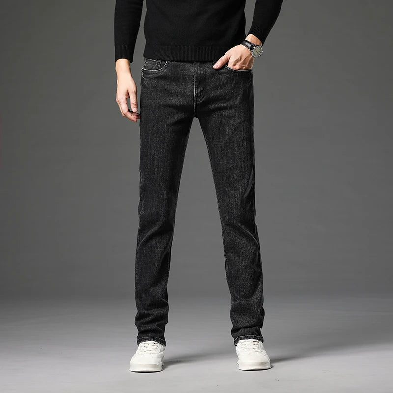 Men's Slim Stretch Cotton Jeans - Business Casual Vintage Denim