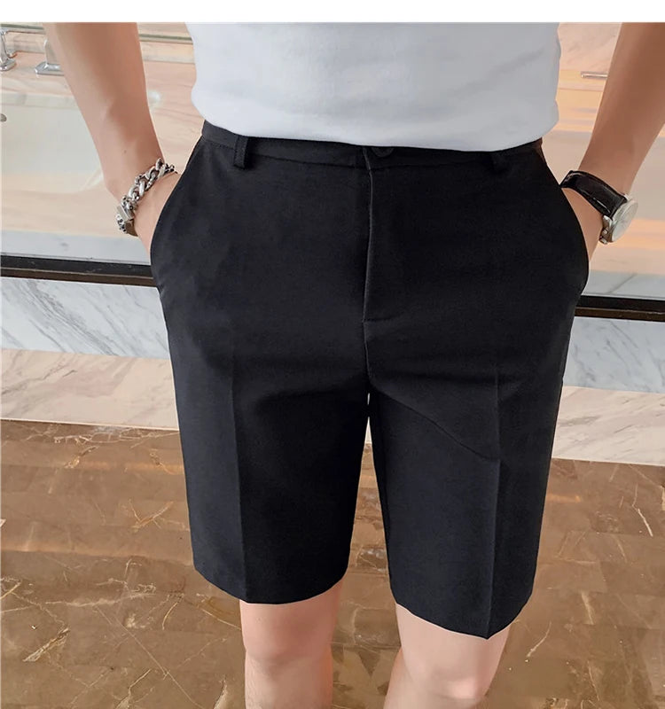 Men's High-Quality Summer Suit Shorts - Casual Knee-Length