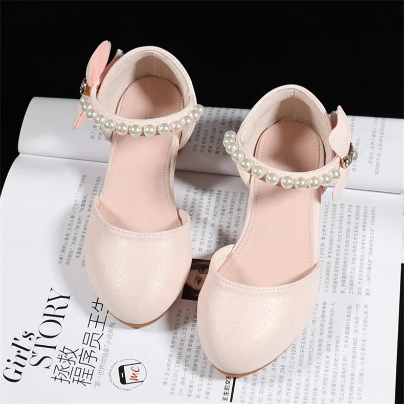 Girls' White Princess High Heel Mary Jane Sandals