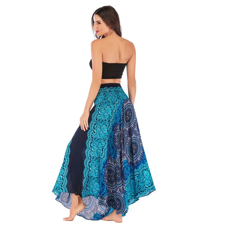 Summer Boho Vintage Long Maxi Skirt - Two-Way Beach Dress