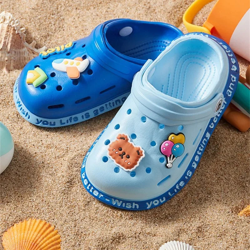 Summer Kids' Sandals: Cartoon DIY Design Anti-Skid Shoes