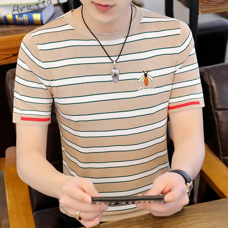 Men's Summer Knitted Pullover T-Shirt
