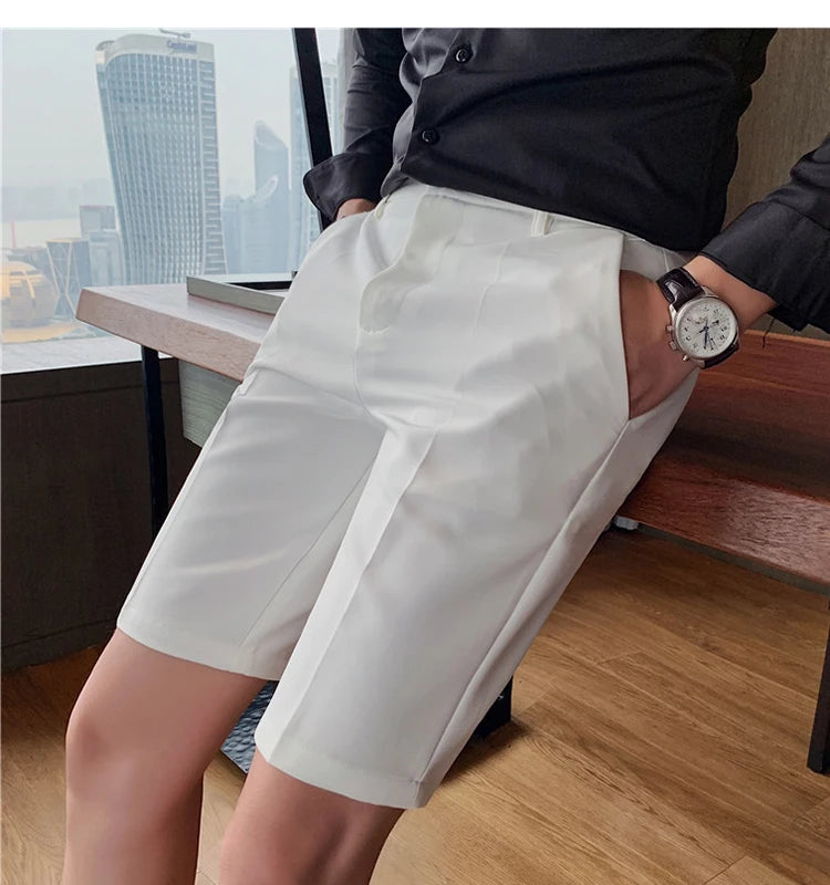 Men's High-Quality Summer Suit Shorts - Casual Knee-Length