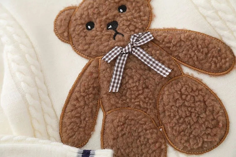 Autumn Winter Children's Sweater – 0-5 Years Kids Bear Cartoon Pullover Wool Knit Jumper