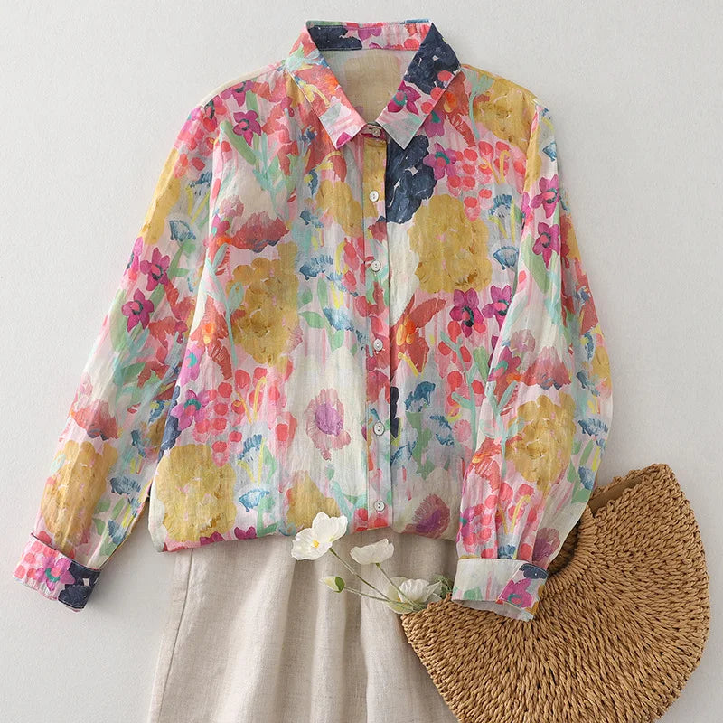 Casual Long Sleeve Button Up Streetwear Blouse