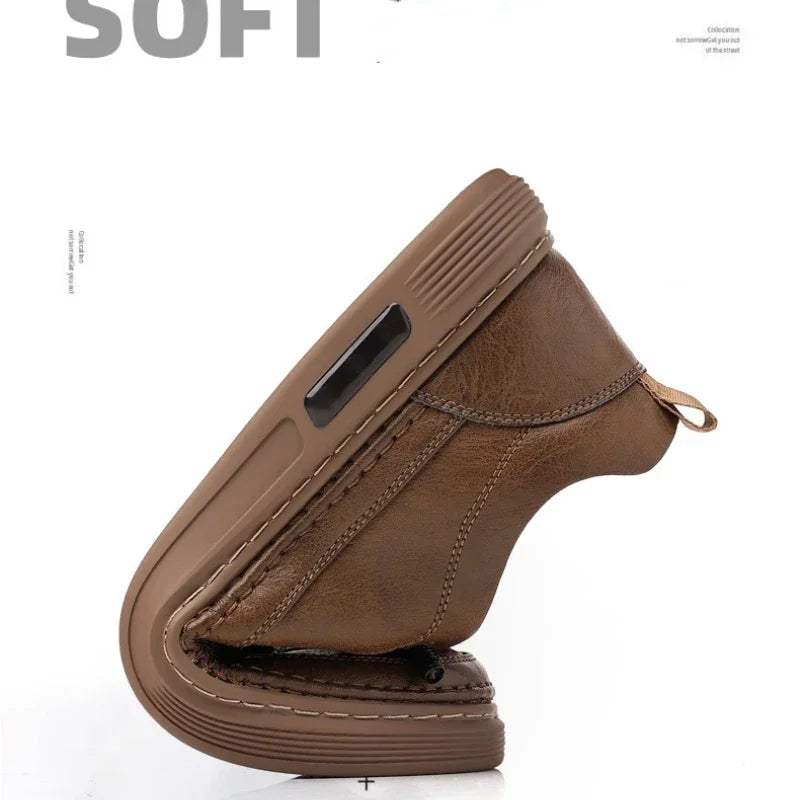 Men's Leather Slip-On Sneakers – Fashionable & Non-Slip