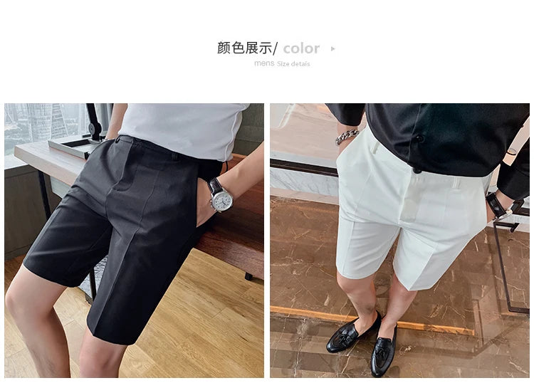 Men's High-Quality Summer Suit Shorts - Casual Knee-Length