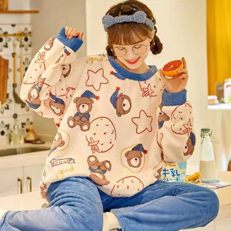 Winter Flannel Pajama Set for Women
