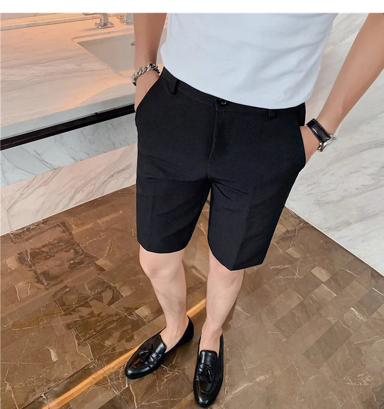 Men's High-Quality Summer Suit Shorts - Casual Knee-Length